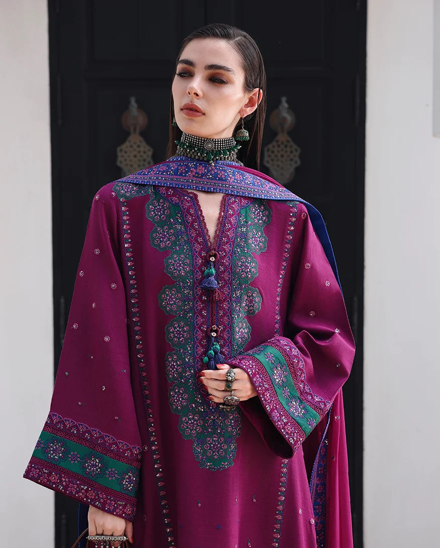 Mushq Nuvera 26 Embroidered 3-Piece Unstitched Suit (Reina Rouge)