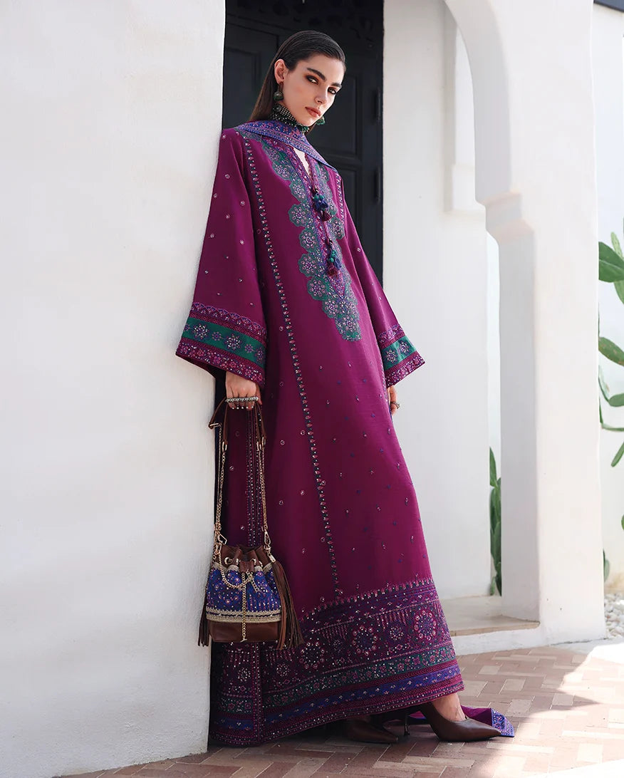 Mushq Nuvera 26 Embroidered 3-Piece Unstitched Suit (Reina Rouge)