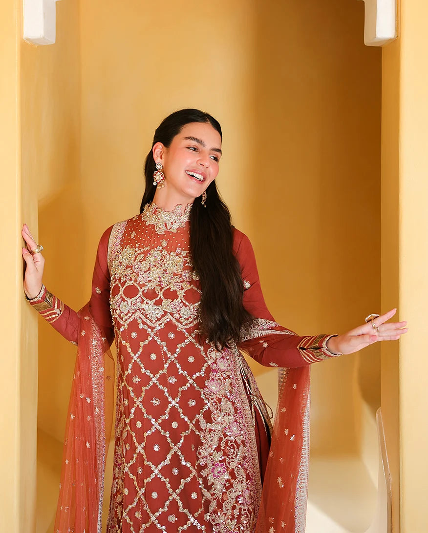 Mushq Bachelorette Chiffon Embroidered 3-Piece Unstitched Suit (Rose Romance)