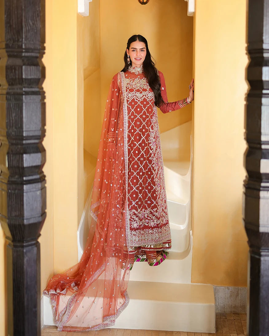 Mushq Bachelorette Chiffon Embroidered 3-Piece Unstitched Suit (Rose Romance)