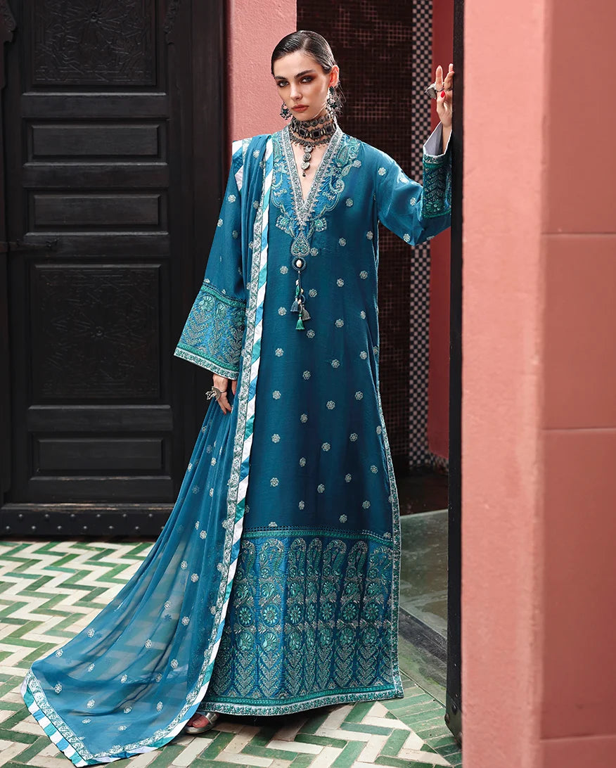 Mushq Nuvera 26 Embroidered 3-Piece Unstitched Suit (Rouge Sapphire)