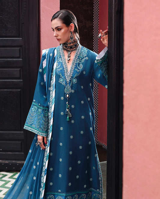 Mushq Nuvera 26 Embroidered 3-Piece Unstitched Suit (Rouge Sapphire)