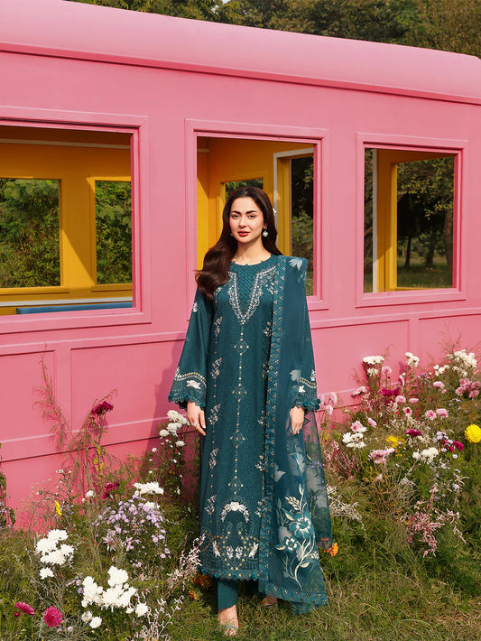 Janaan Premium Chikankari Jacquard 3-Piece Stitched suite (Sapphire)