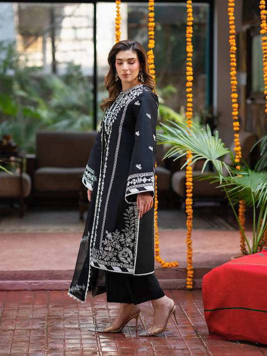 Inlays Mahnur – Embroidered Lawn 3 Piece Unstitched Suit with Chiffon Dupatta (ST-01)