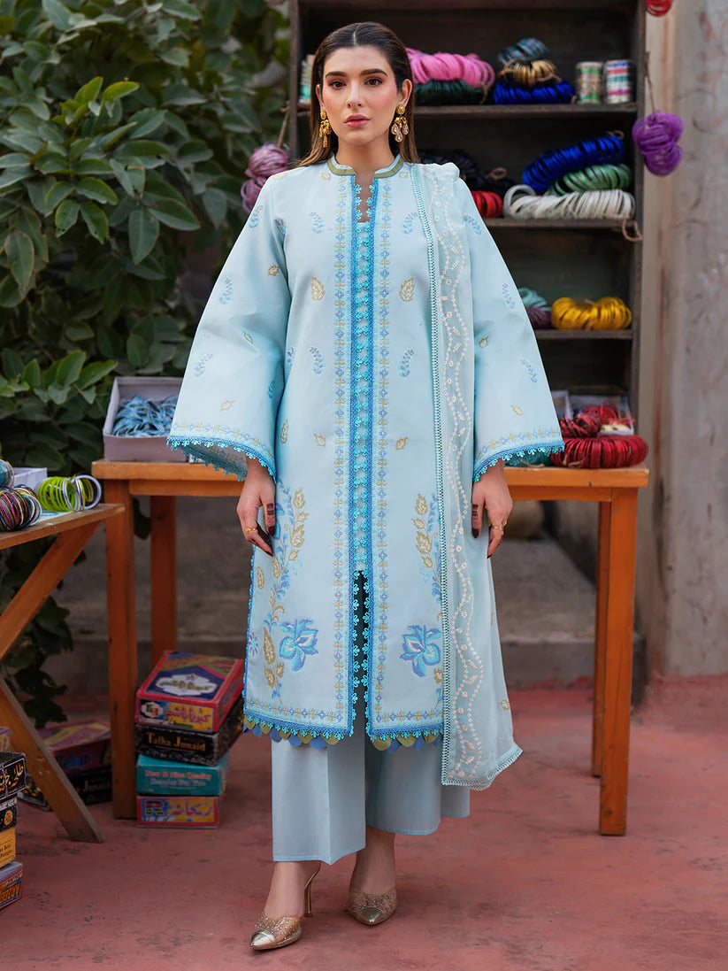 Inlays Mahnur – Embroidered Lawn 3 Piece Unstitched Suit with Chiffon Dupatta (ST-02)