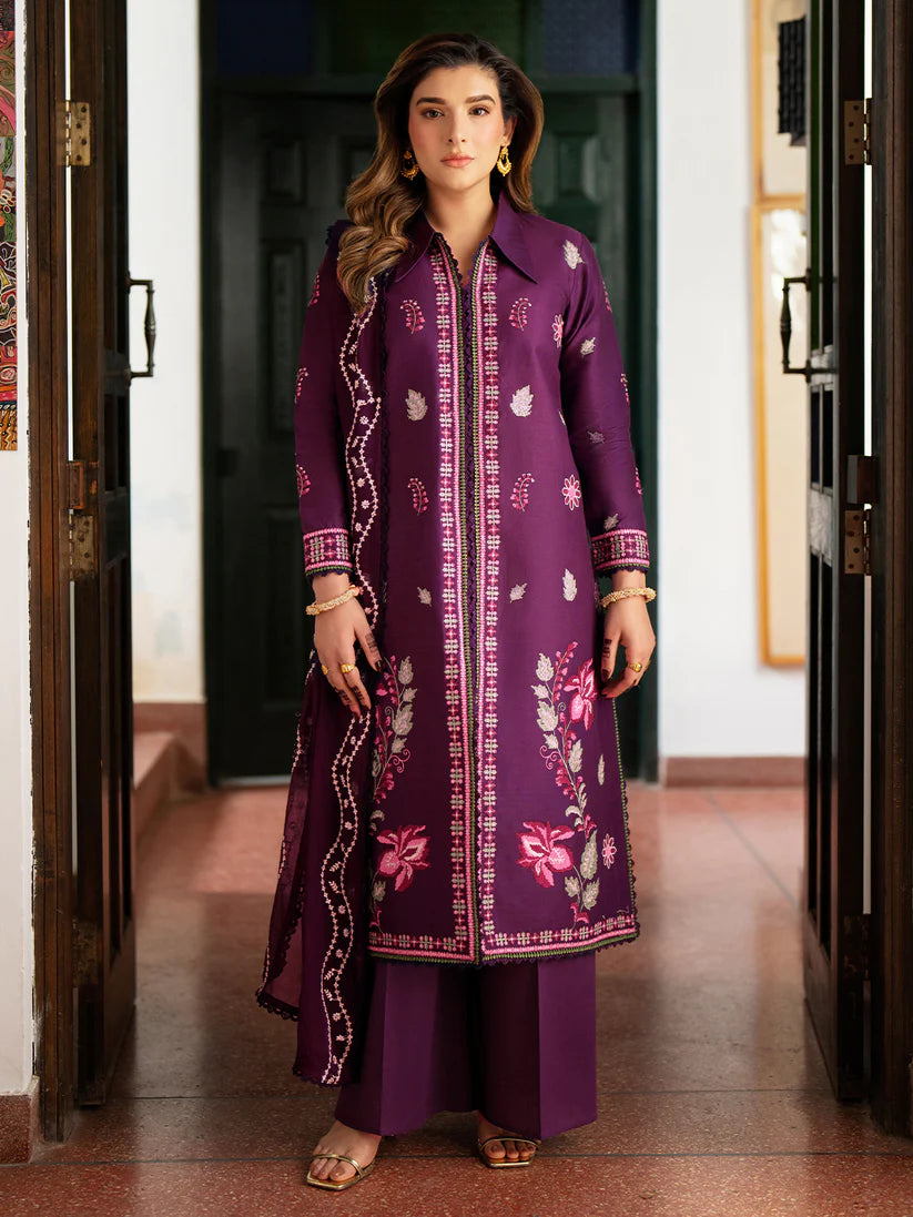 Inlays Mahnur – Embroidered Lawn 3 Piece Unstitched Suit with Chiffon Dupatta (ST-04)