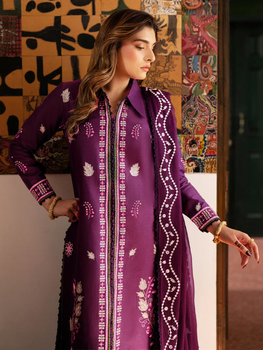 Inlays Mahnur – Embroidered Lawn 3 Piece Unstitched Suit with Chiffon Dupatta (ST-04)