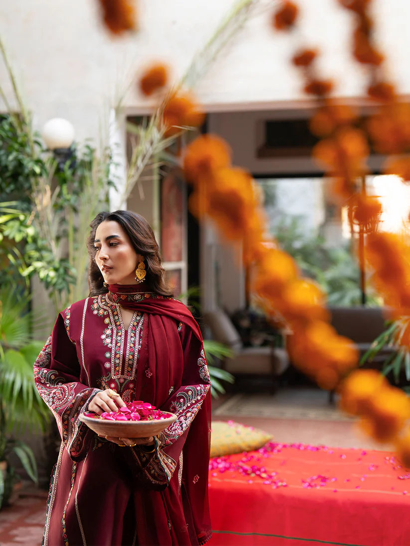 Inlays Mahnur – Embroidered Lawn 3 Piece Unstitched Suit with Chiffon Dupatta (ST-06)