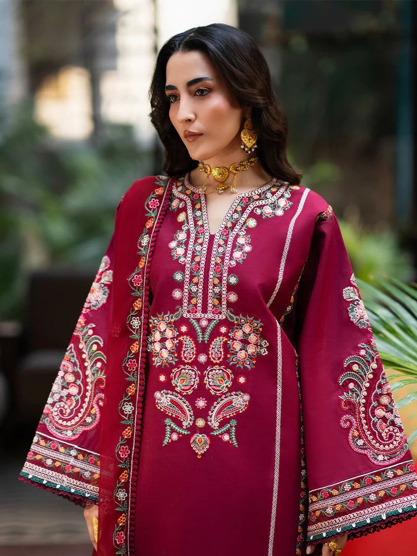 Inlays Mahnur – Embroidered Lawn 3 Piece Unstitched Suit with Chiffon Dupatta (ST-06)