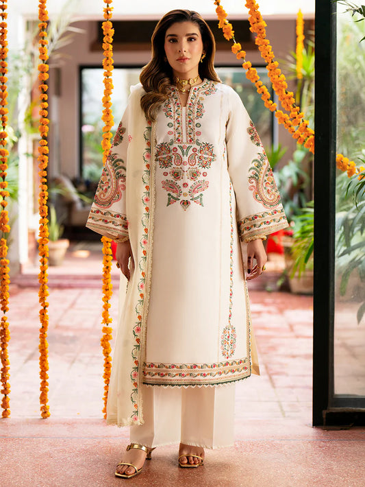 Inlays Mahnur – Embroidered Lawn 3 Piece Unstitched Suit with Chiffon Dupatta (ST-07)
