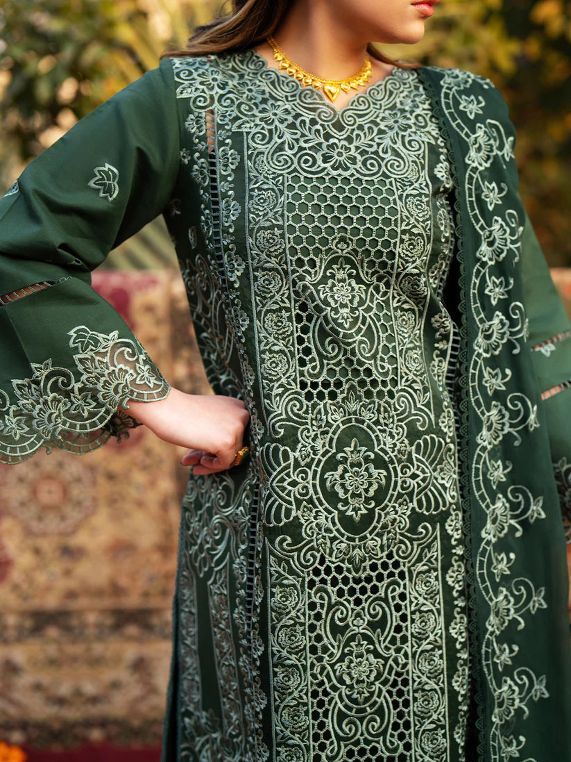 Inlays Mahnur – Embroidered Lawn 3 Piece Unstitched Suit with Chiffon Dupatta (ST-08)