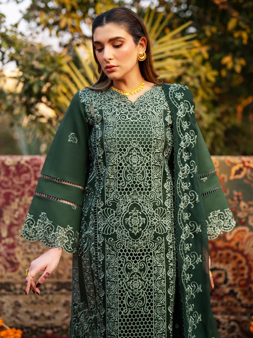 Inlays Mahnur – Embroidered Lawn 3 Piece Unstitched Suit with Chiffon Dupatta (ST-08)
