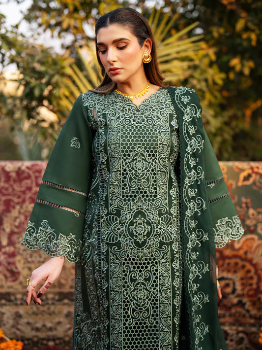 Inlays Mahnur – Embroidered Lawn 3 Piece Unstitched Suit with Chiffon Dupatta (ST-08)