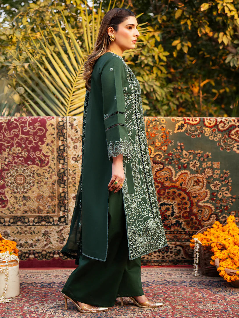 Inlays Mahnur – Embroidered Lawn 3 Piece Unstitched Suit with Chiffon Dupatta (ST-08)