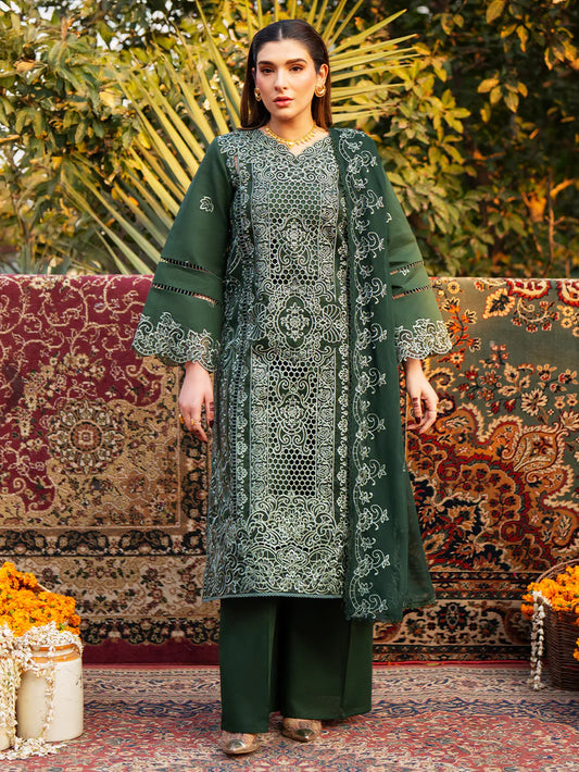 Inlays Mahnur – Embroidered Lawn 3 Piece Unstitched Suit with Chiffon Dupatta (ST-08)