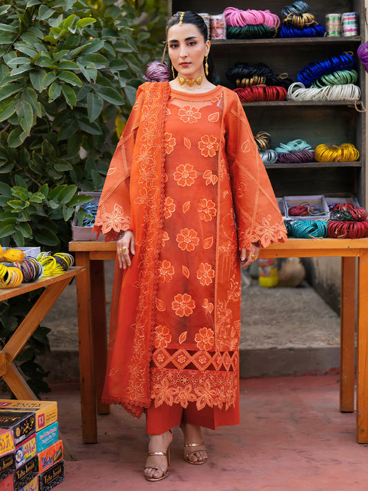 Inlays Mahnur – Embroidered Lawn 3 Piece Unstitched Suit with Chiffon Dupatta (ST-09)
