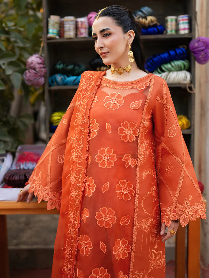 Inlays Mahnur – Embroidered Lawn 3 Piece Unstitched Suit with Chiffon Dupatta (ST-09)