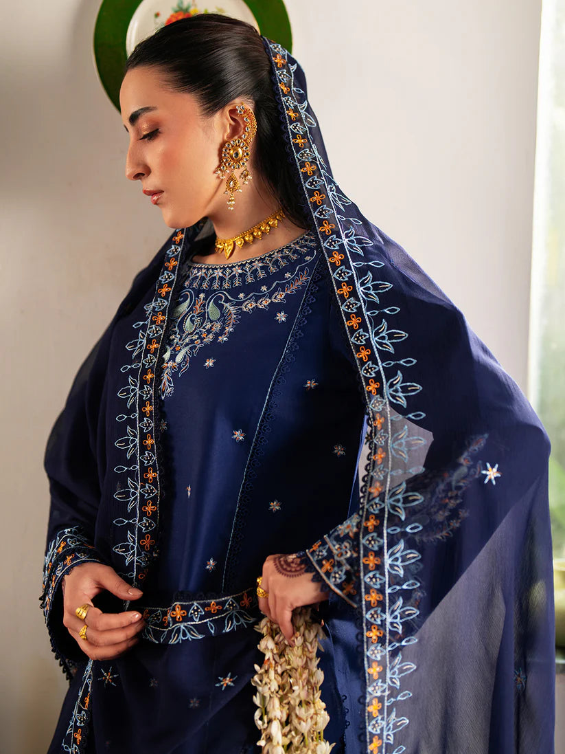 Inlays Mahnur – Embroidered Lawn 3 Piece Unstitched Suit with Chiffon Dupatta (ST-10)