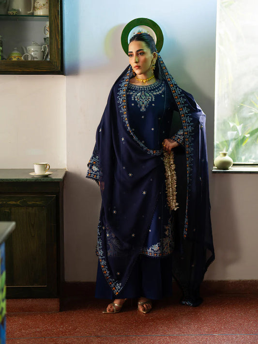 Inlays Mahnur – Embroidered Lawn 3 Piece Unstitched Suit with Chiffon Dupatta (ST-10)