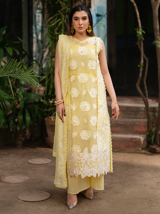 Inlays Mahnur – Embroidered Lawn 3 Piece Unstitched Suit with Chiffon Dupatta (ST-11)