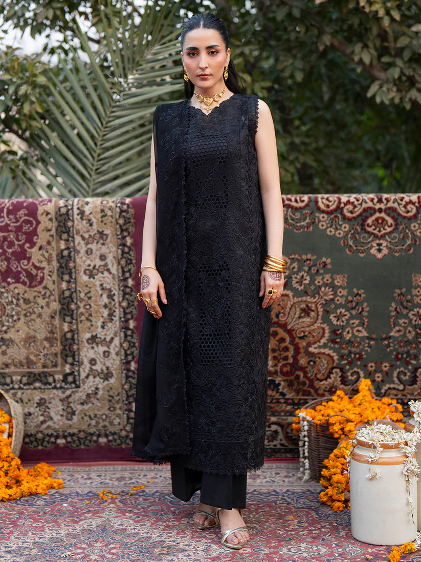 Inlays Mahnur – Embroidered Lawn 3 Piece Unstitched Suit with Chiffon Dupatta (ST-12)