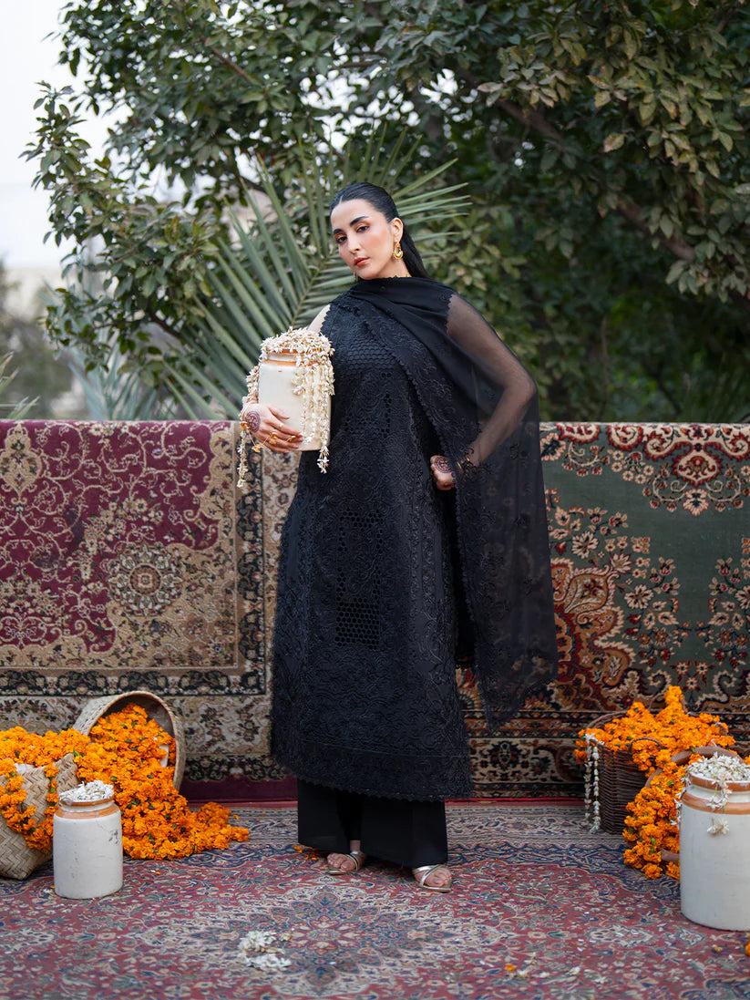 Inlays Mahnur – Embroidered Lawn 3 Piece Unstitched Suit with Chiffon Dupatta (ST-12)