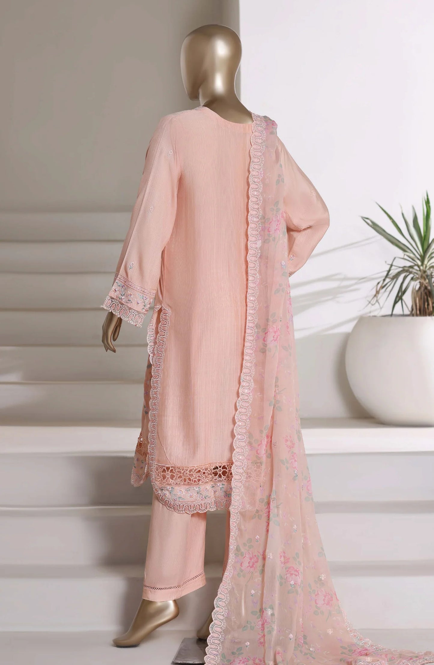 Sadabahar Luxury Embroidered Formal Stitched 3 Piece Suit – D-09 (Pink)