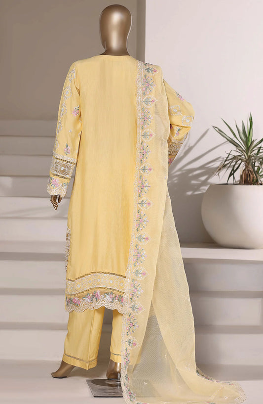 Sadabahar Luxury Embroidered Formal Stitched 3 Piece Suit – D-07 (Yellow)