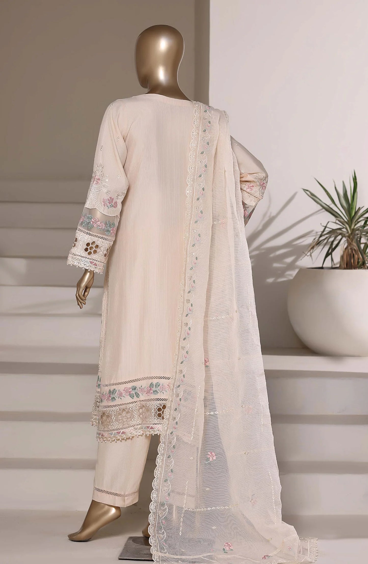 Sadabahar Luxury Embroidered Formal Stitched 3 Piece Suit – D-04 (Peach)