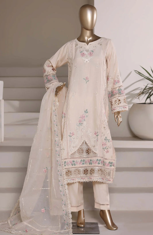 Sadabahar Luxury Embroidered Formal Stitched 3 Piece Suit – D-04 (Peach)