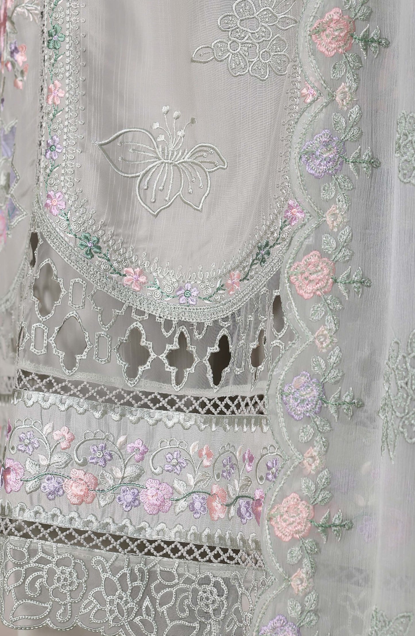 Sadabahar Luxury Embroidered Formal Stitched 3 Piece Suit – D-01 (Grey)