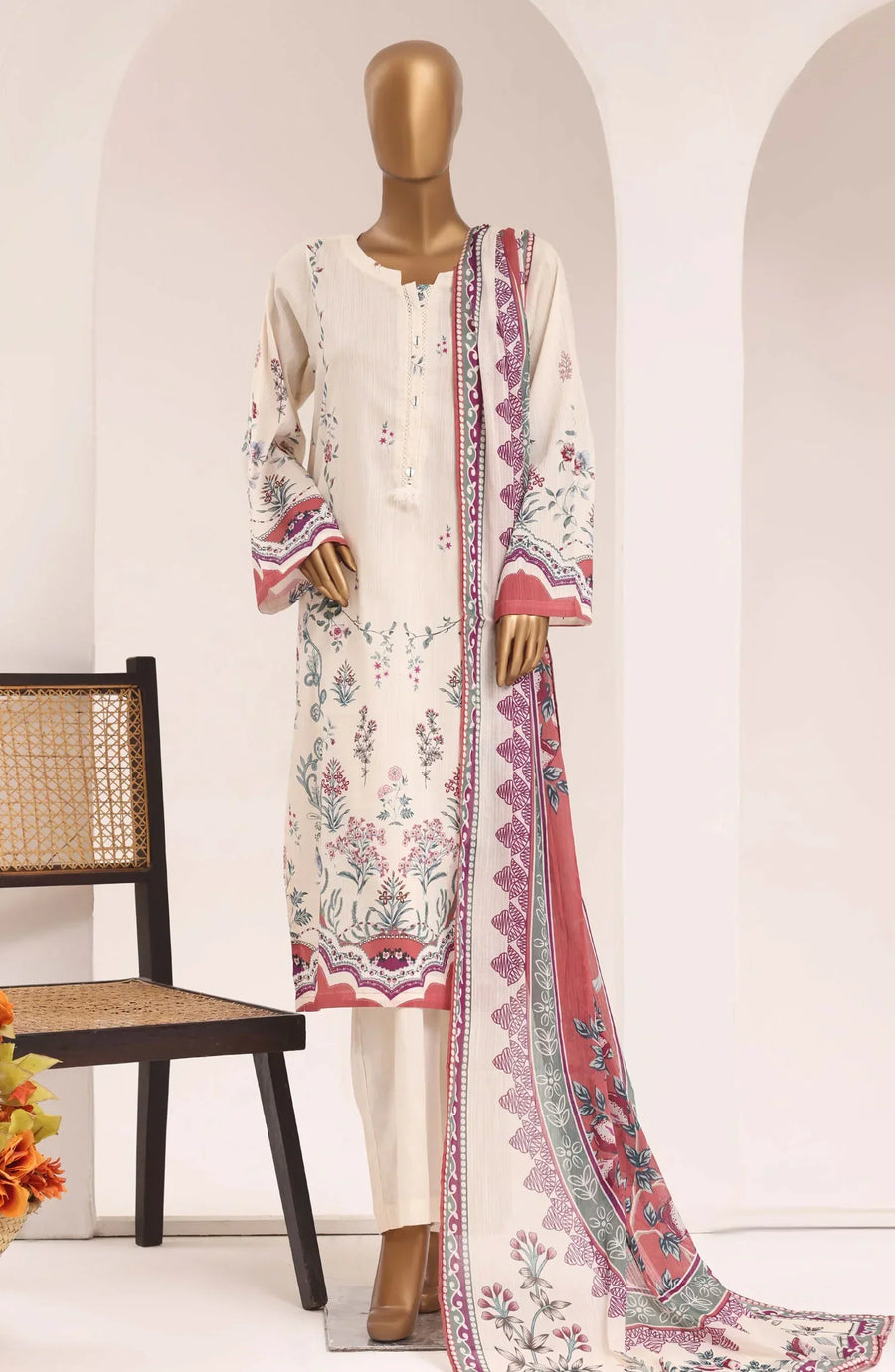Sadabahar Printed Lawn Vol -10 Stitched 3 Piece Suit (D-08)