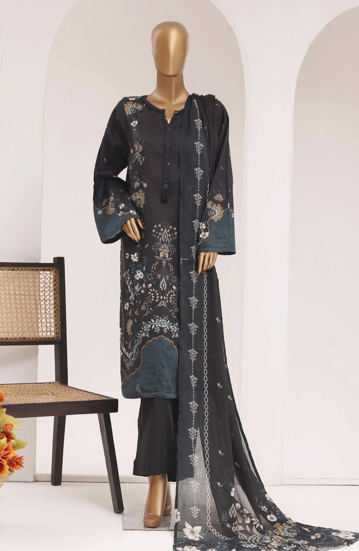 Sadabahar Printed Lawn Stitched 3 Piece Suit (D-07)