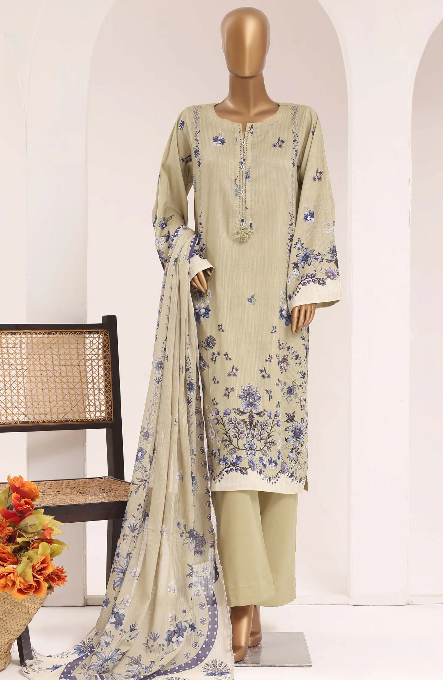 Sadabahar Printed Lawn Stitched 3 Piece Suit (D-06)