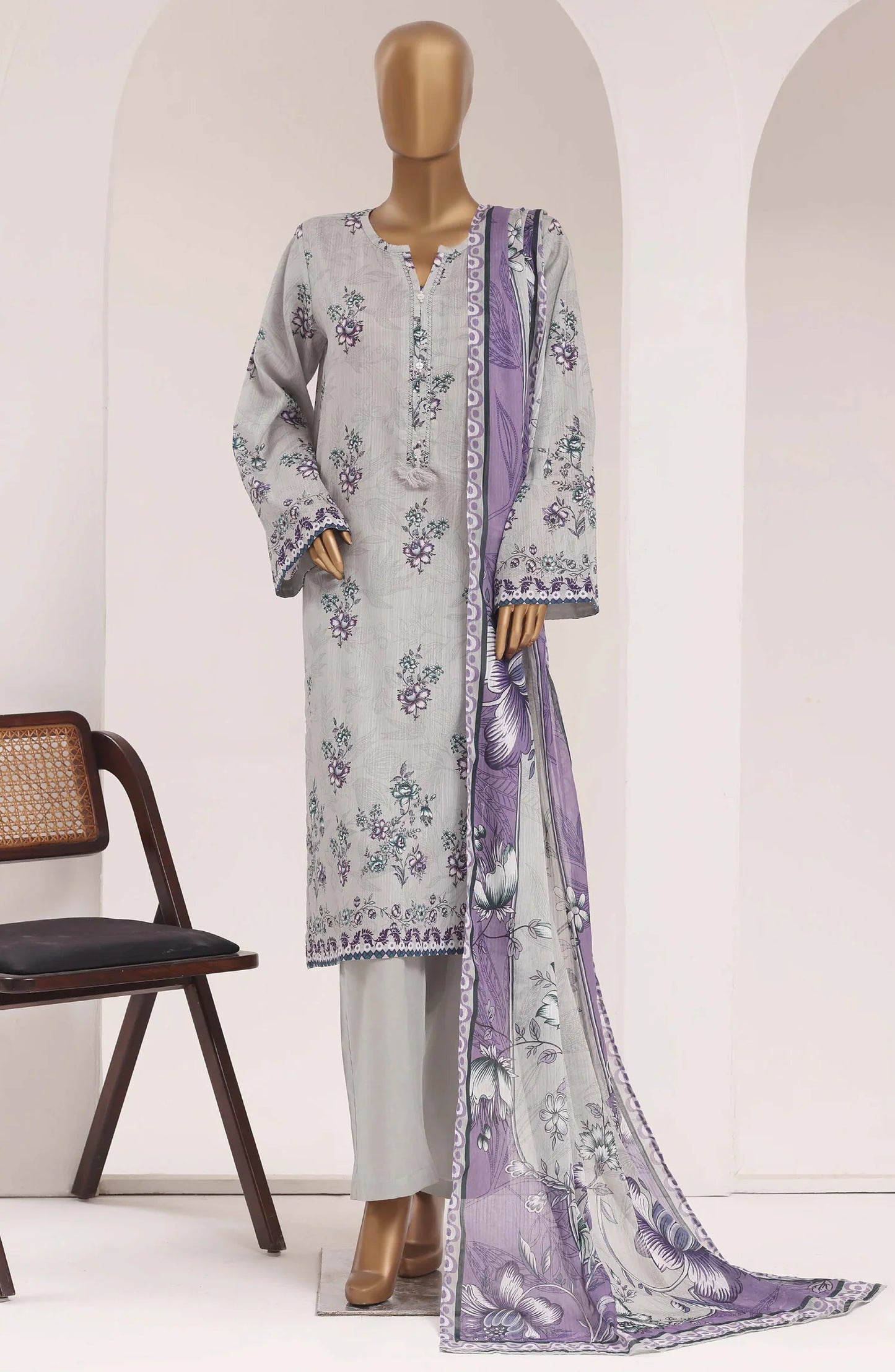 Sadabahar Printed Lawn Stitched 3 Piece Suit (D-03)