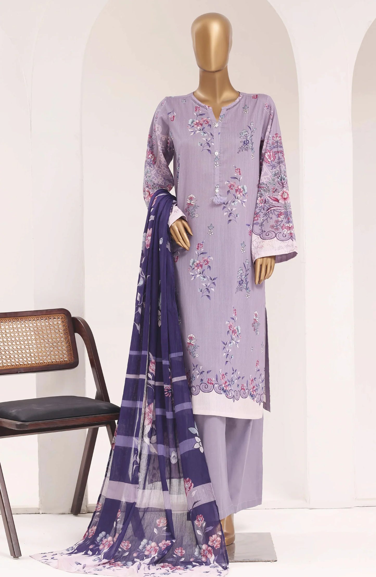 Sadabahar Printed Lawn Stitched 3 Piece Suit (D-02)