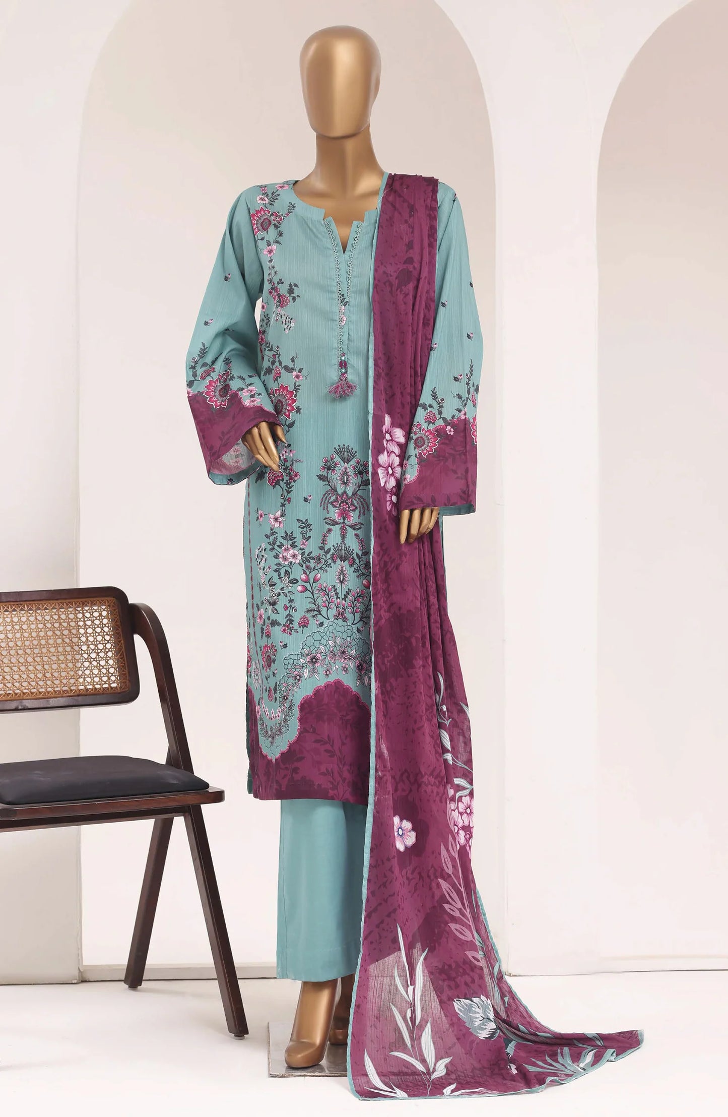 Sadabahar Printed Lawn Stitched 3 Piece Suit (D-01)