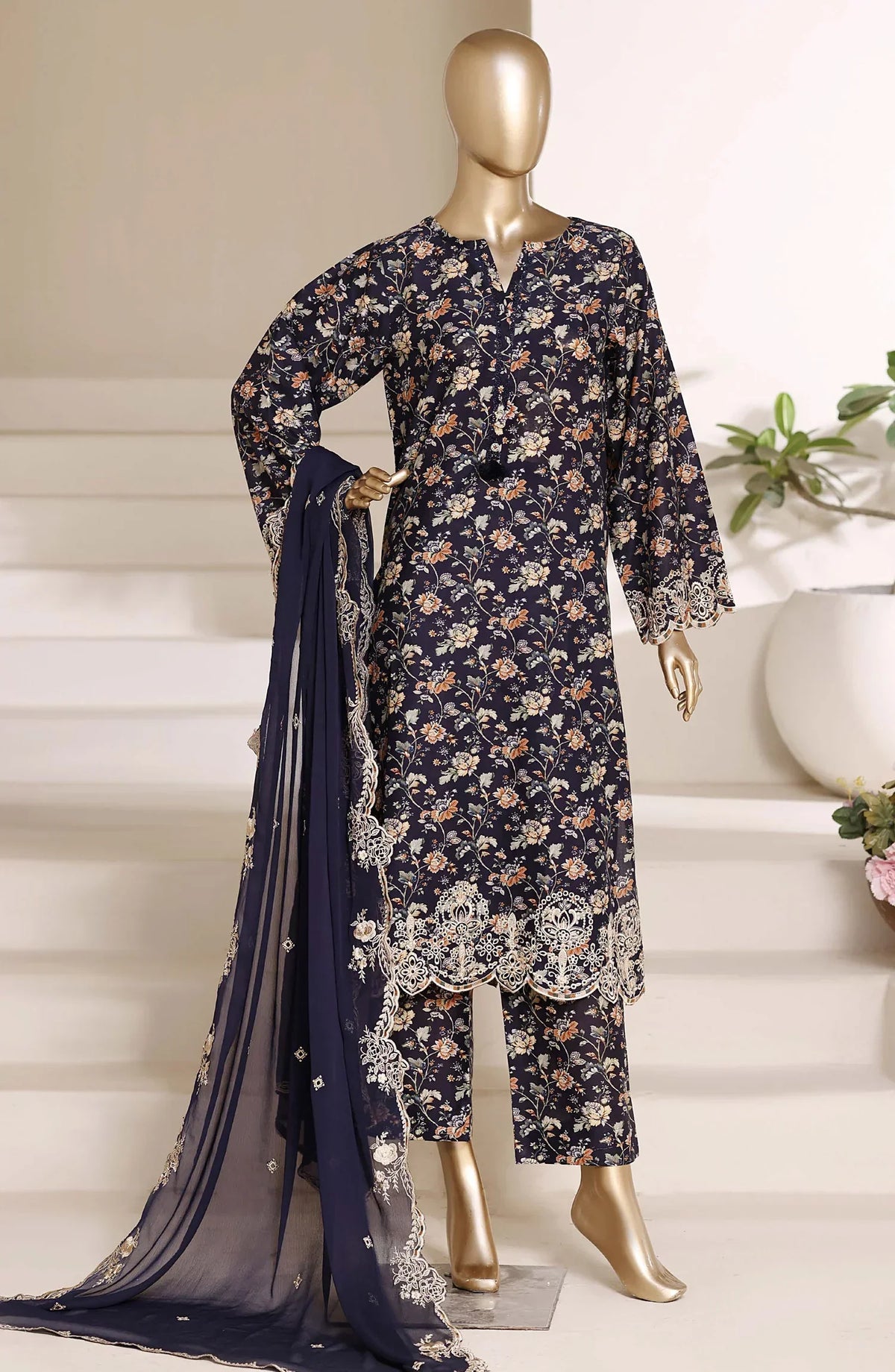 Sadabahar Regal Embroidered Lawn Stitched 3 Piece Suit