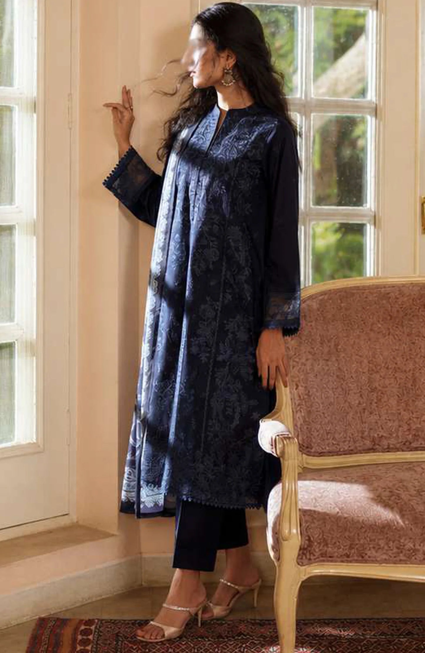 Sakoon by Casual Lite Volume 26 Embroidered Cotton Lawn Stitched 3 Piece Suit (The Blue)