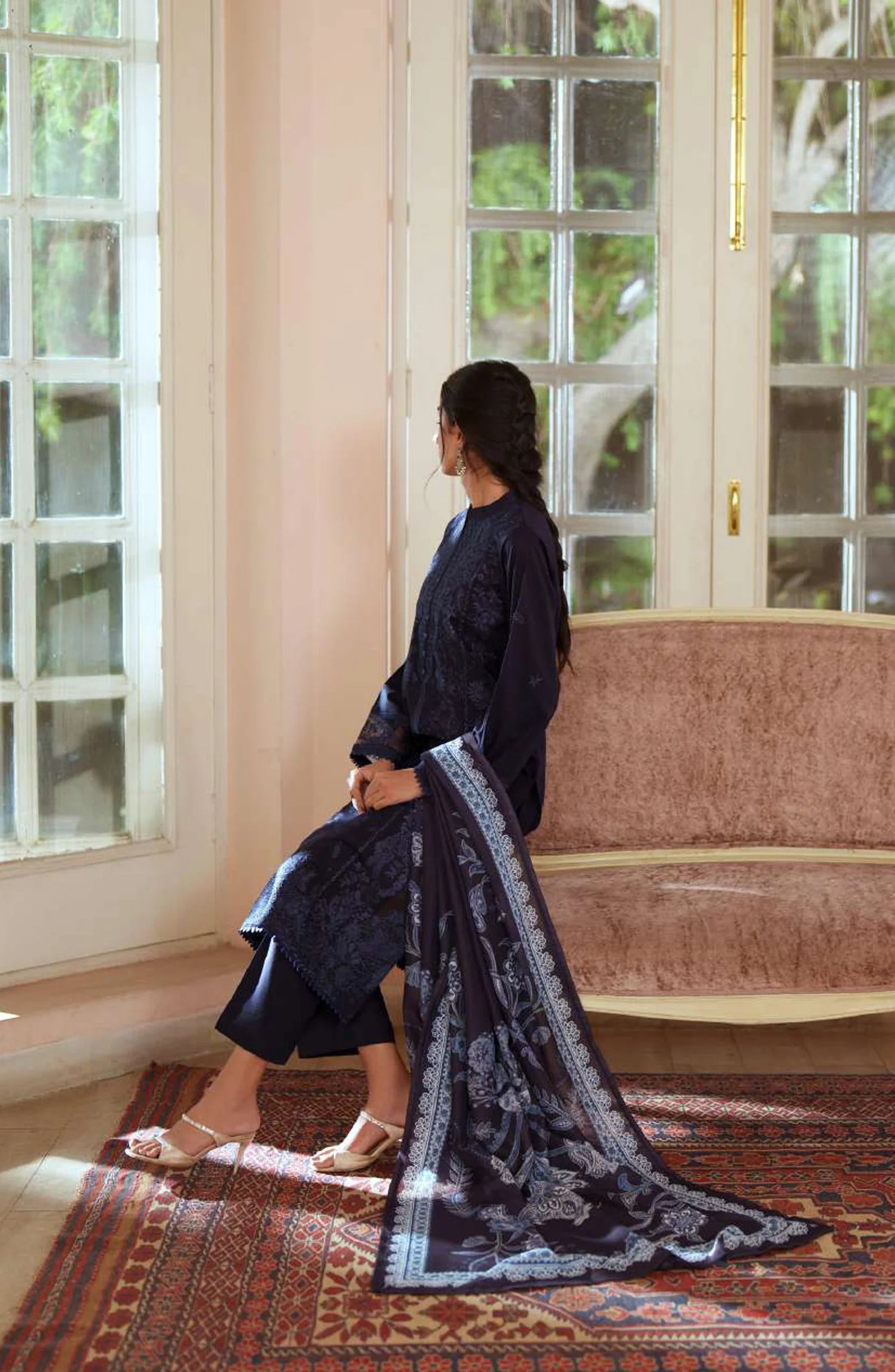 Sakoon by Casual Lite Volume 26 Embroidered Cotton Lawn Stitched 3 Piece Suit (The Blue)