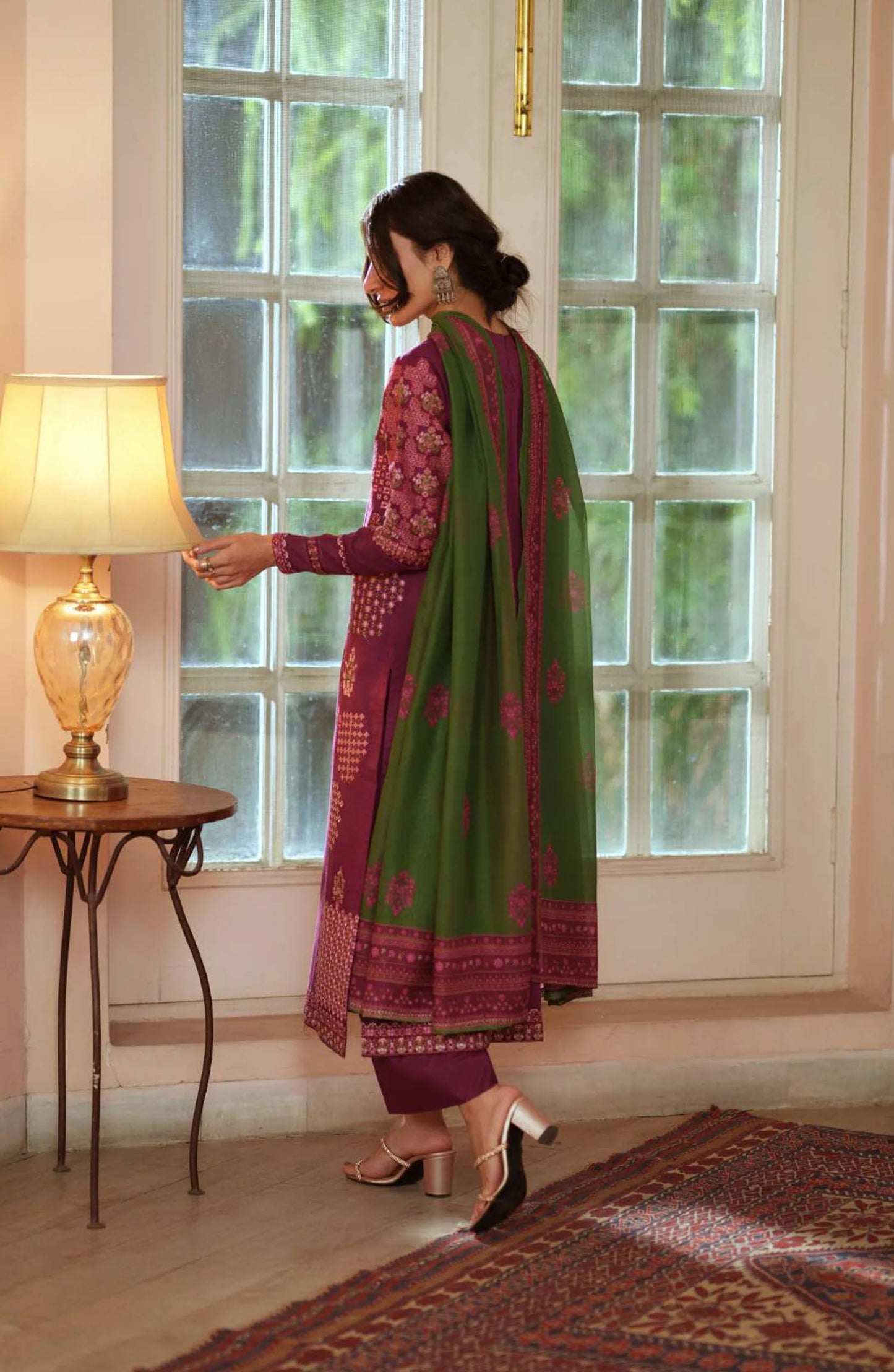 Sakoon by Casual Lite Volume 26 Embroidered Cotton Lawn Stitched 3 Piece Suit (The Magenta)