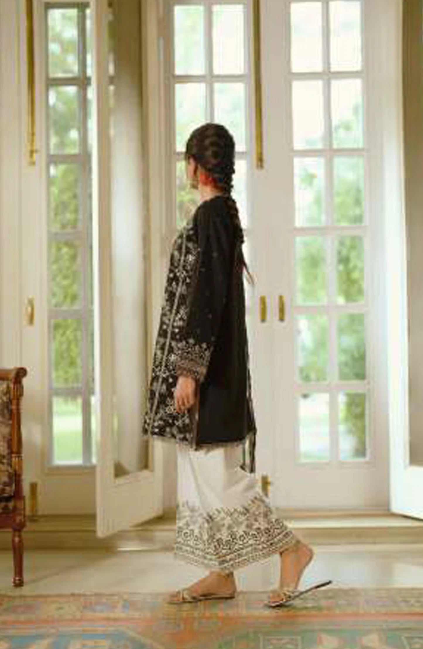Sakoon by Casual Lite Volume 26 Embroidered Cotton Lawn Stitched 3 Piece Suit (The Black)