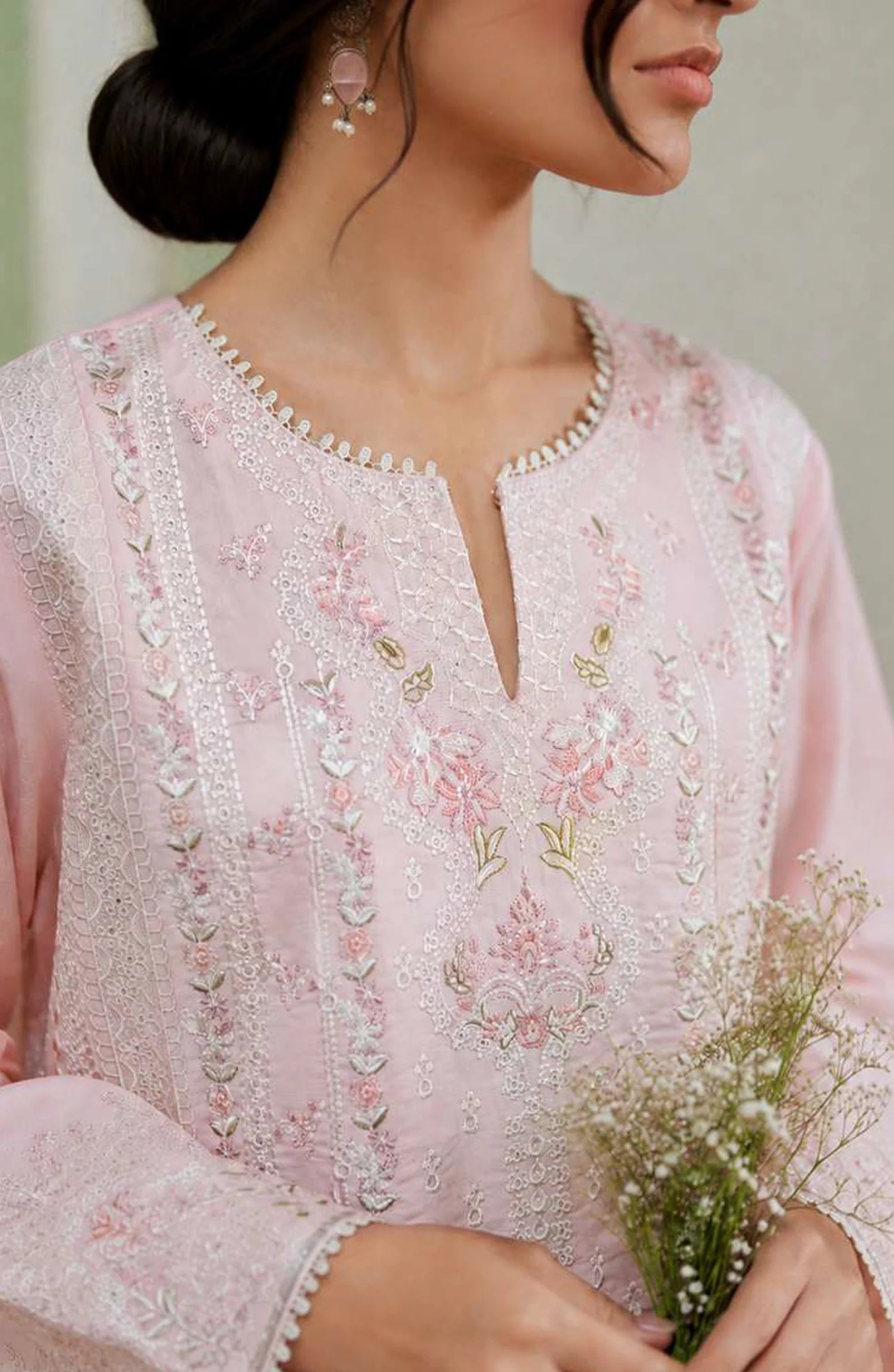 Sakoon by Casual Lite Volume 26 Embroidered Cotton Lawn Stitched 3 Piece Suit (The Pinkish)