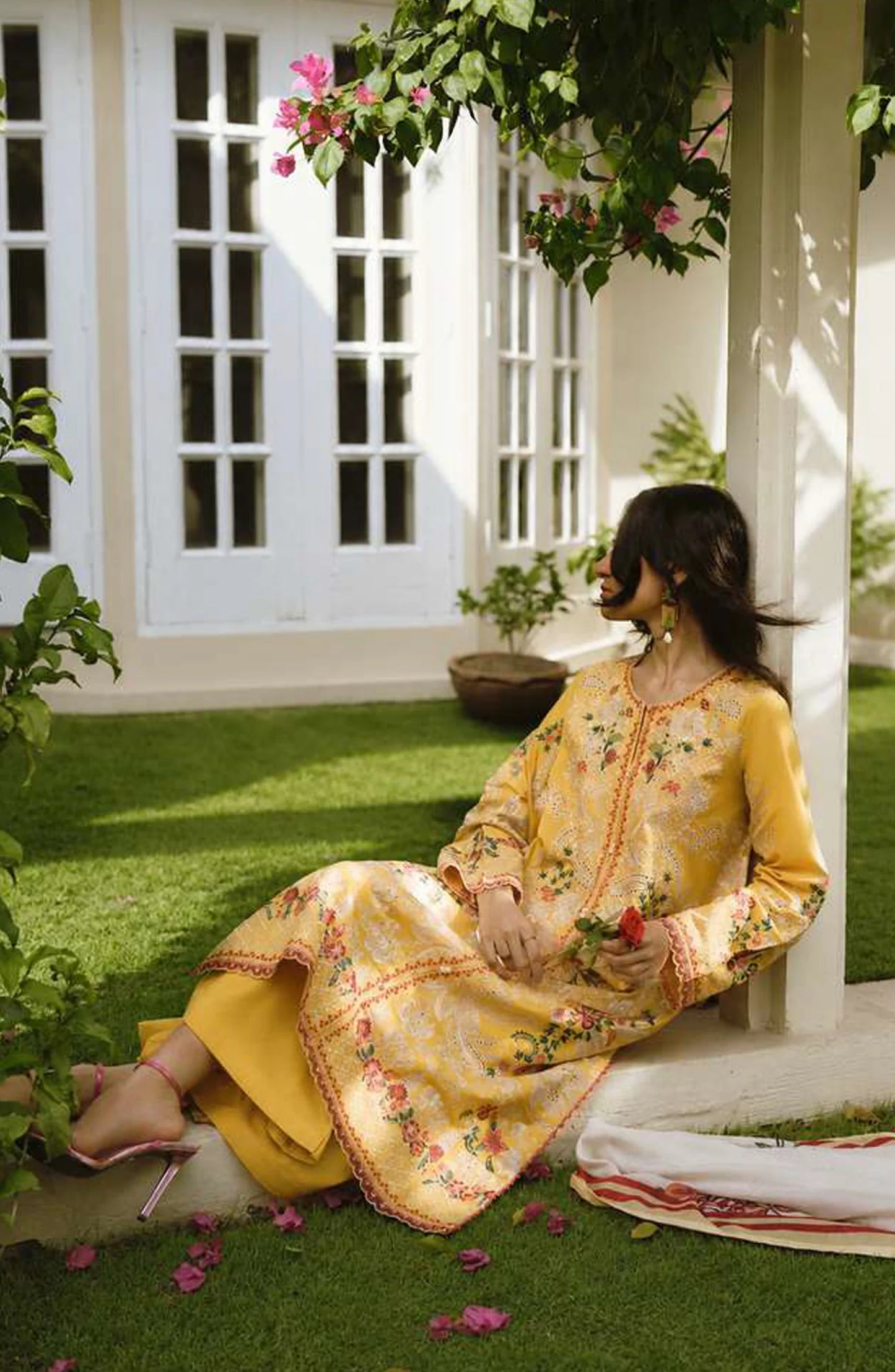 Sakoon by Casual Lite Volume 26 Embroidered Cotton Lawn Stitched 3 Piece Suit (The Yellow)