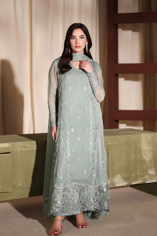 Azure Luxe Embroidered 3 Piece Unstitched Suit (Satin Sage)