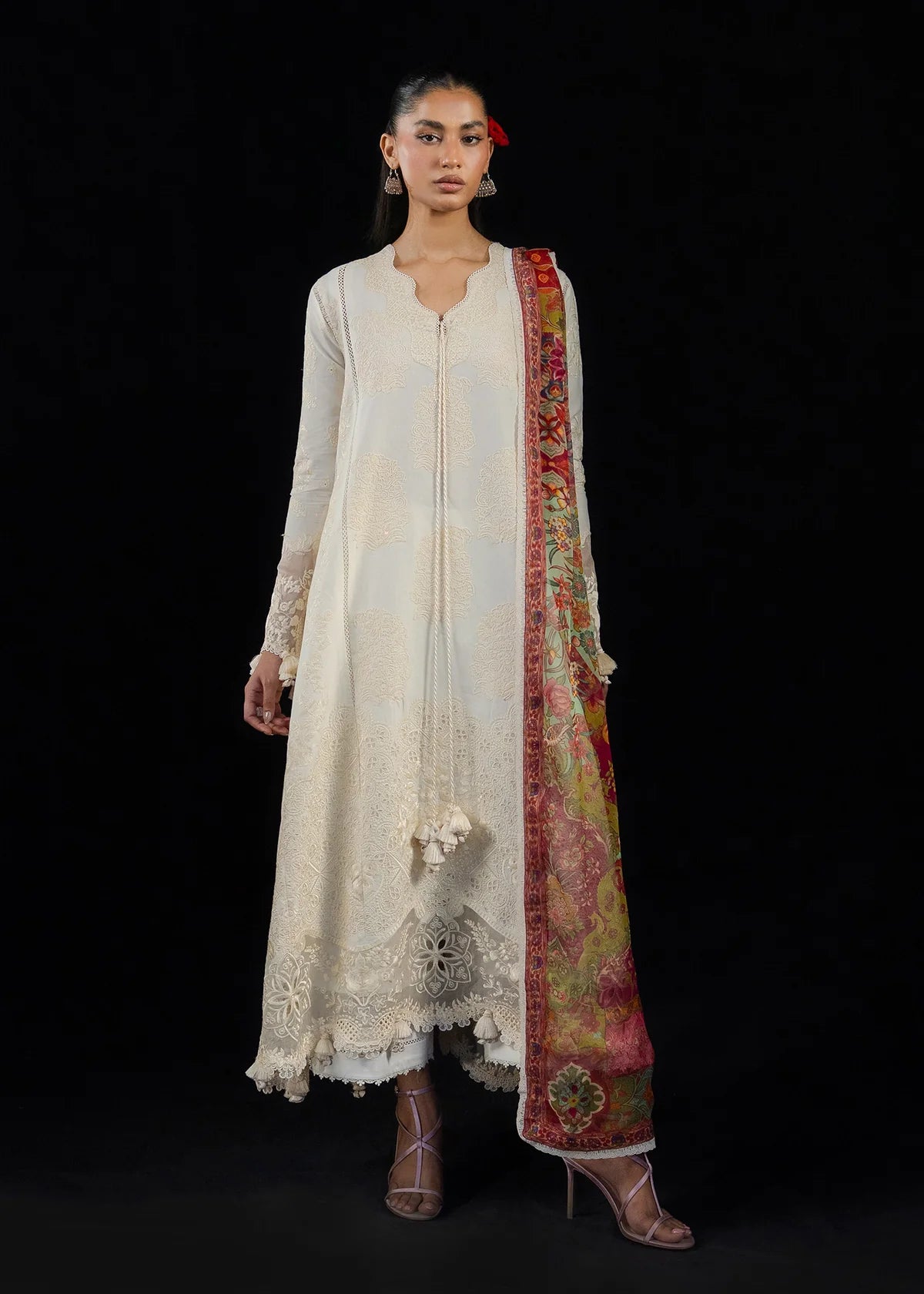Hussain Rehar by Zun - Embroidered Lawn 3 Piece Unstitched Suit – White (Sefi)