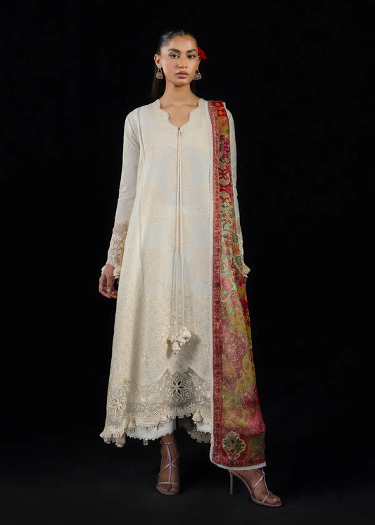 Hussain Rehar by Zun - Embroidered Lawn 3 Piece Unstitched Suit – White (Sefi)