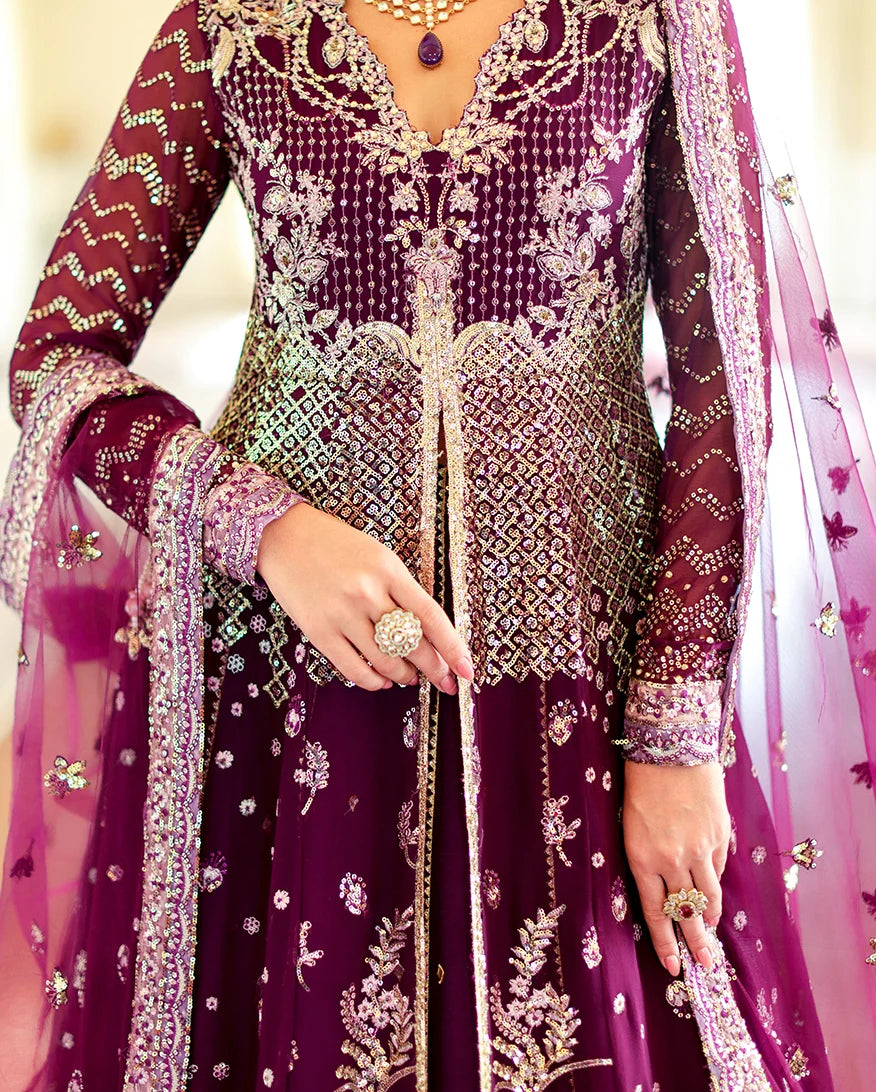 Roheenaz whisper of grace Unstitched chiffon vol. II | 3-piece luxury suit (Selen)