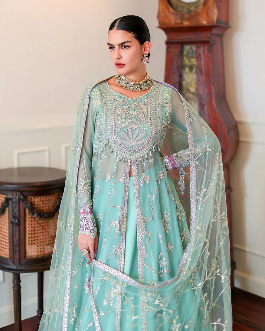 Roheenaz whisper of grace Unstitched chiffon vol. II | 3-piece luxury suit (Theodora)