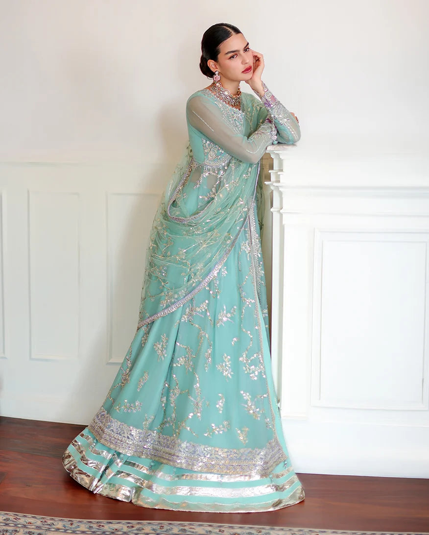 Roheenaz whisper of grace Unstitched chiffon vol. II | 3-piece luxury suit (Theodora)